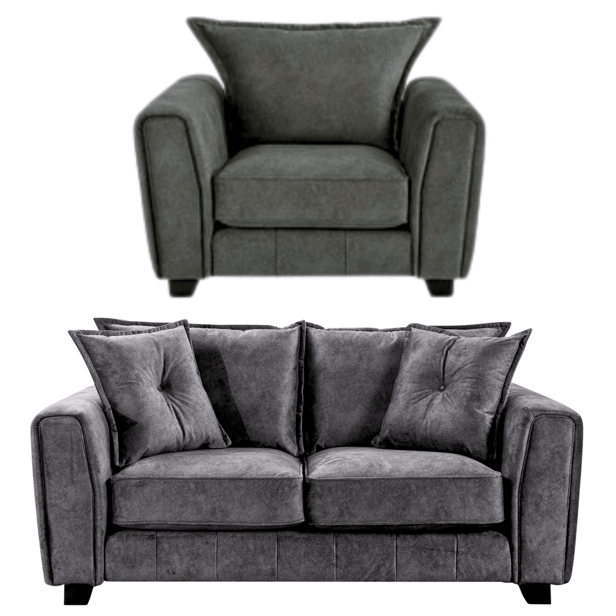 Somerford Grey 2+1 Sofa Set front facing on white background