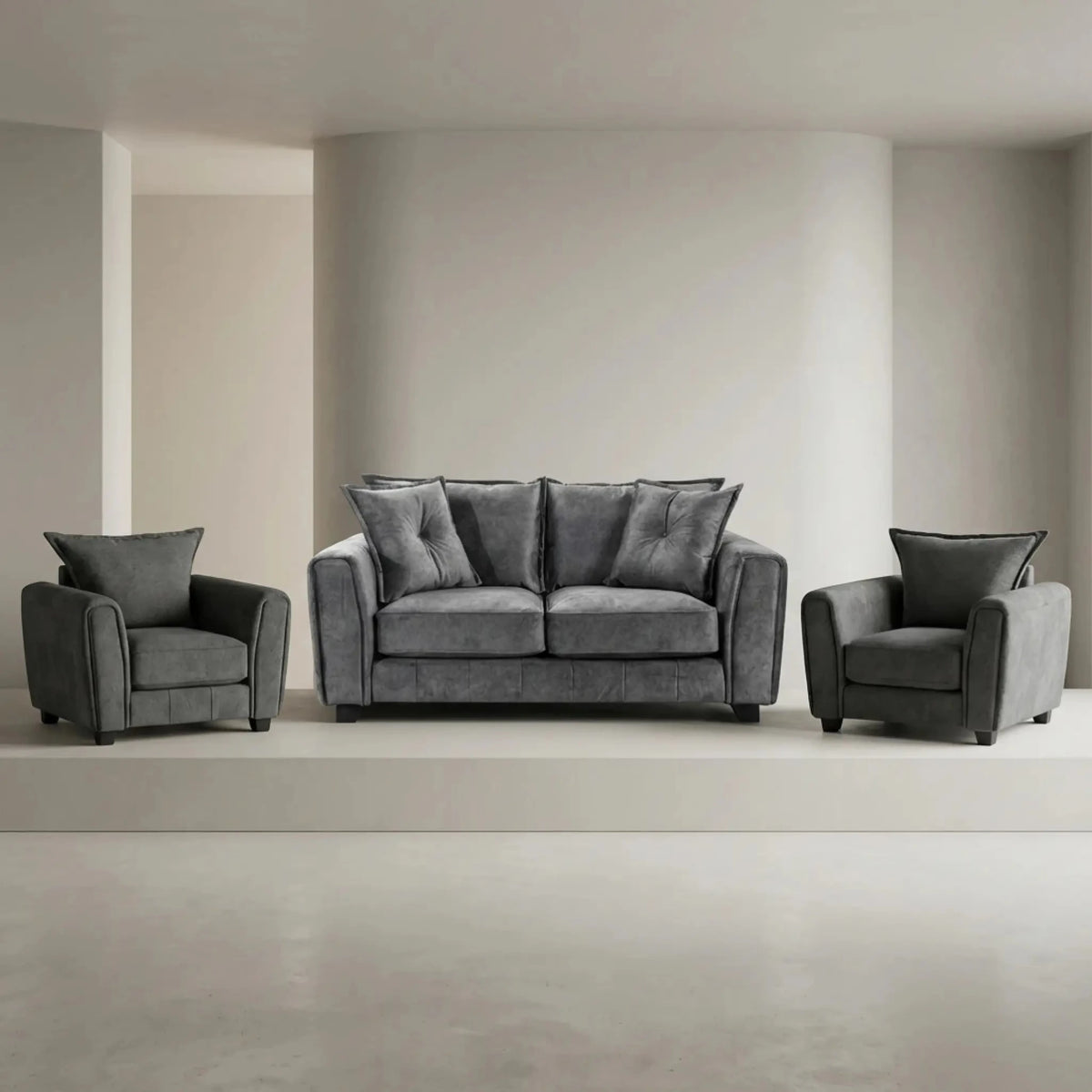Somerford Grey Fabric 2+1+1 Seater Sofa Set - Furniture Instore