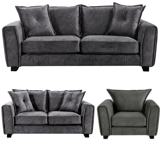 Somerford Grey 3+2+1 Sofa Set Front Facing with Modern Grey Fabric Upholstery