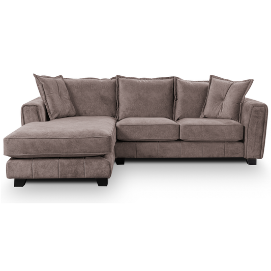 Somerford left-hand corner sofa with plush cushions and modern design, front-facing on a clean