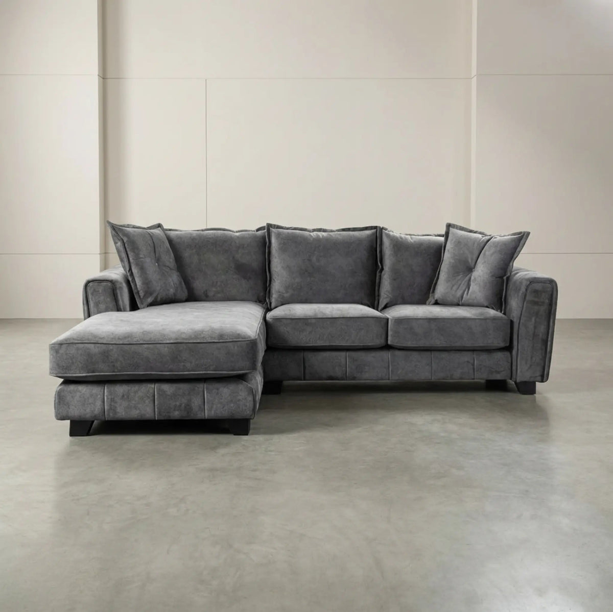 Somerford Left Hand Fabric Corner Chaise - Grey - Furniture Instore