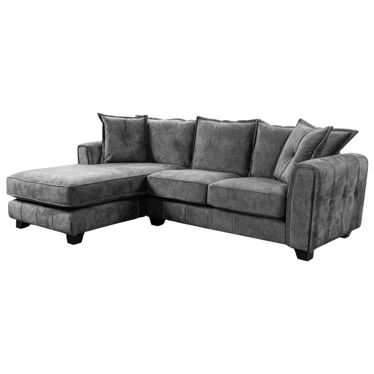 Somerford left-hand corner sofa with plush cushions and modern design, shown at an angle on a clean