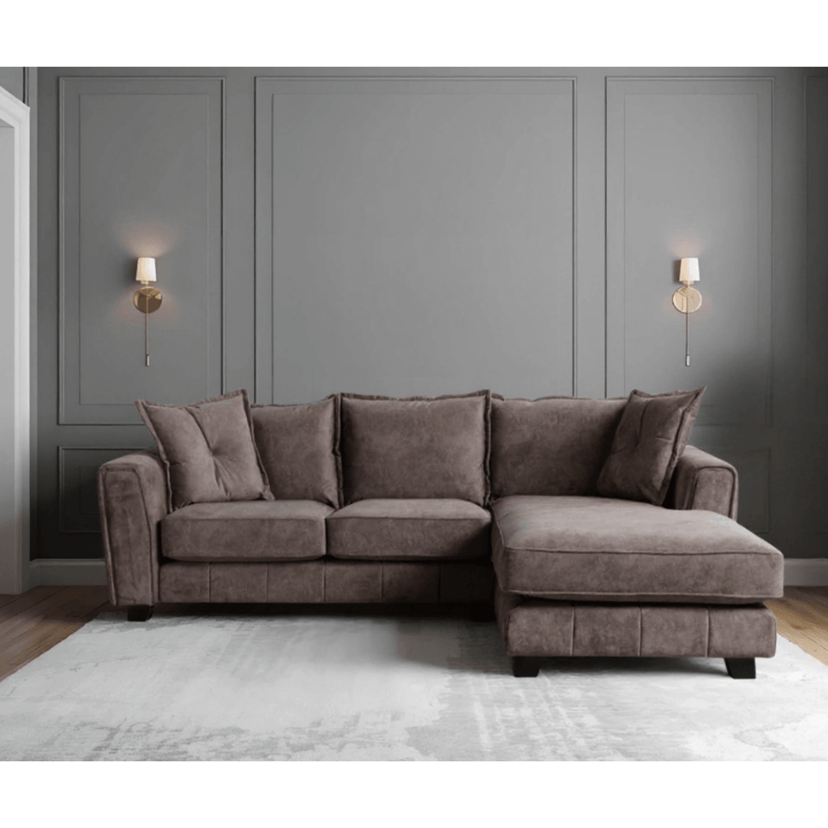 Somerford right-hand corner sofa with plush cushions and modern design, displayed in a stylish