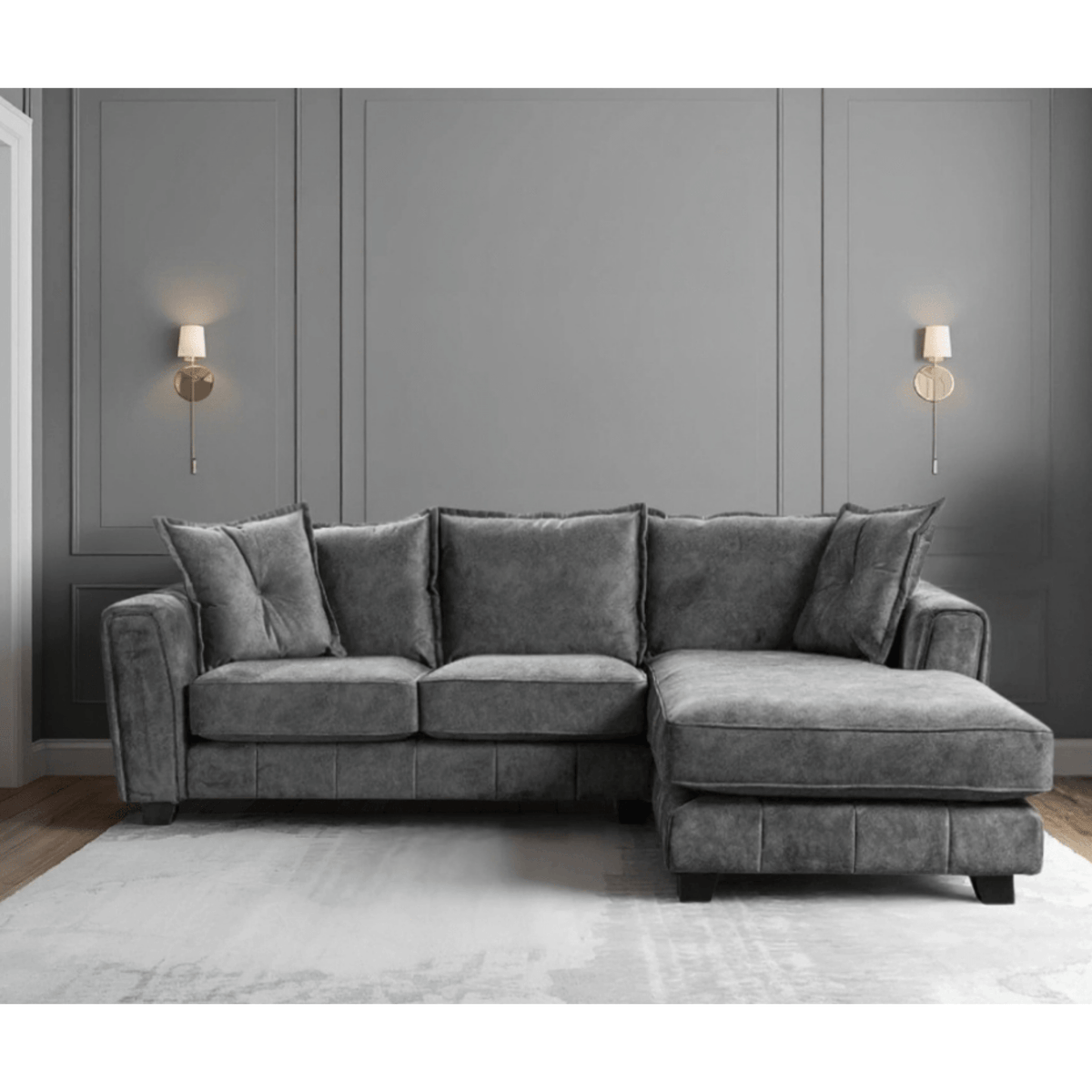 Somerford right-hand corner sofa with plush cushions and modern design, displayed in a stylish