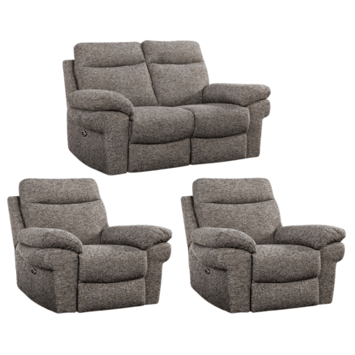 Gray recliner sofa set on a white background