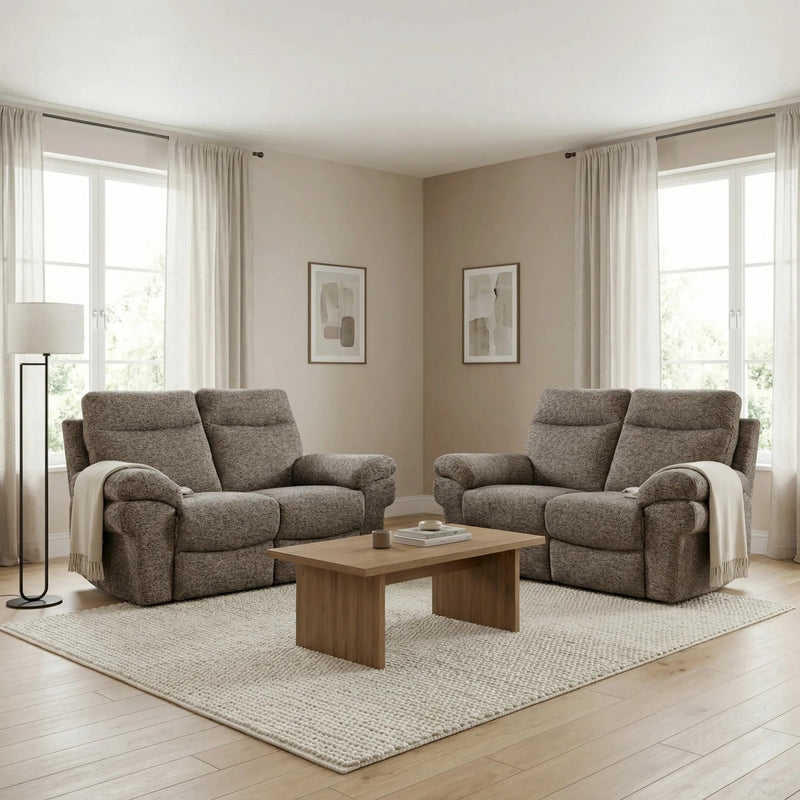 Tanya Brown Fabric Electric Recliner 2+2 Seater Sofa Set - Furniture Instore