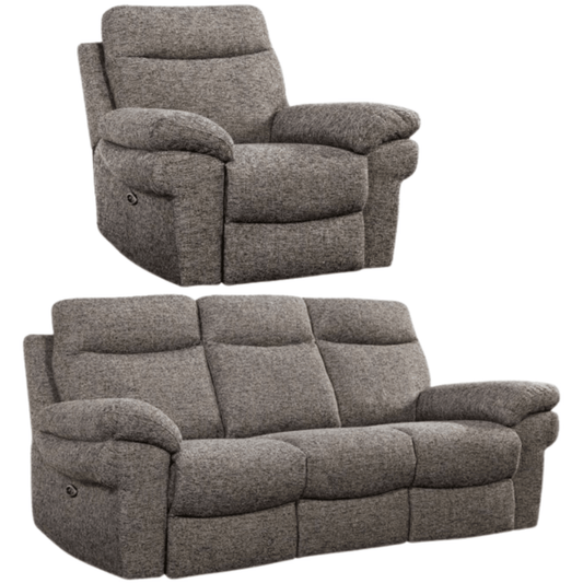 Gray recliner sofa set on a white background
