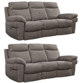 Tanya Brown Fabric Electric Recliner 3+3 Seater Sofa Set