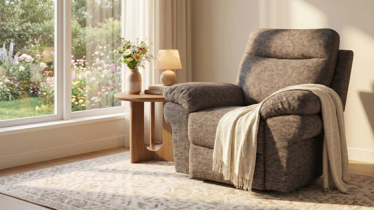 Tanya Brown Fabric Electric Recliner Armchair - Furniture Instore