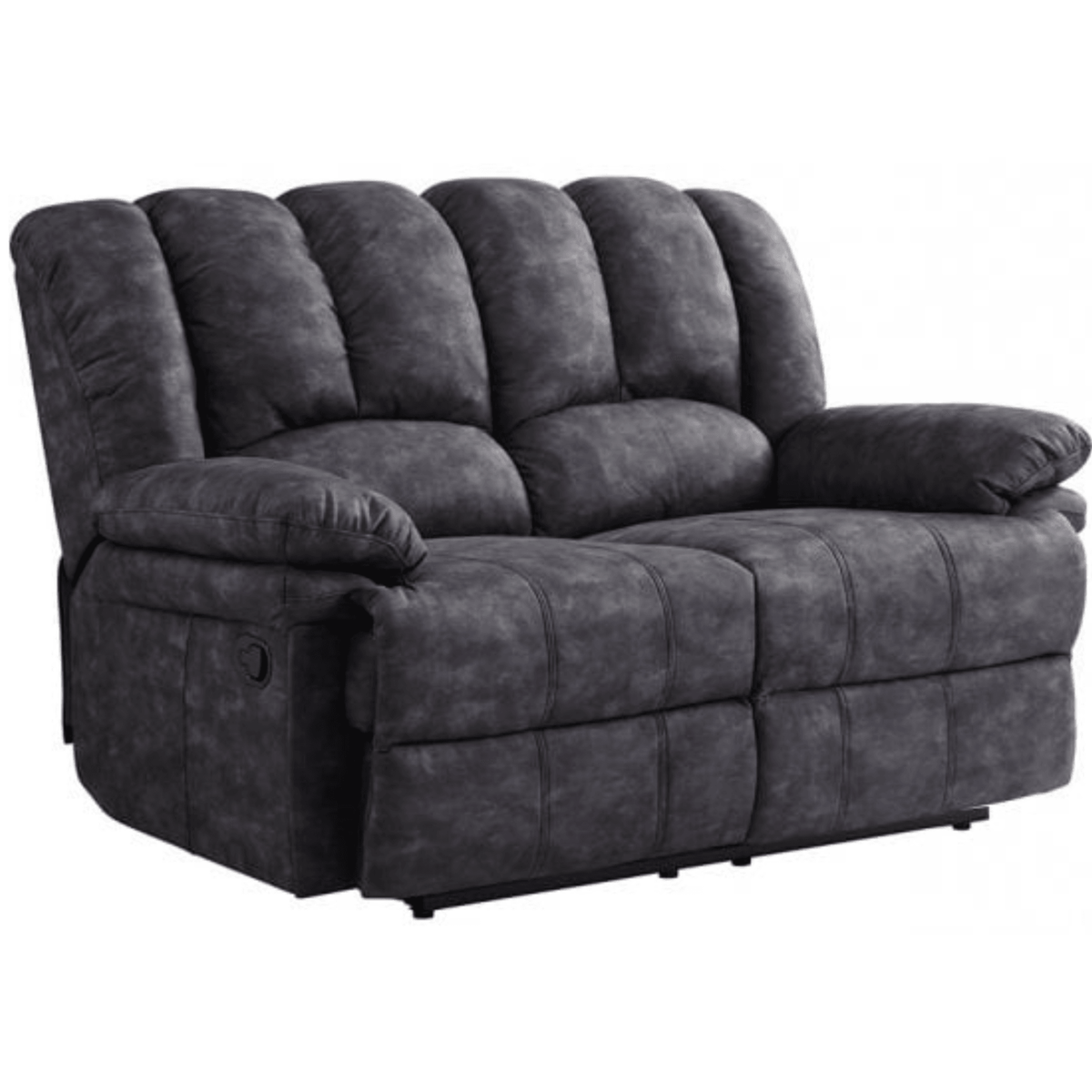 Gray sofa with reclining feature on a white background