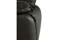 Close-up of a dark brown leather armchair on a white background