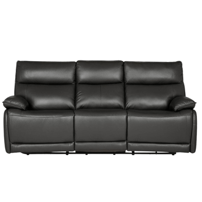 Turin Genuine Grey Leather Electric Recliner 3 Seater Sofa