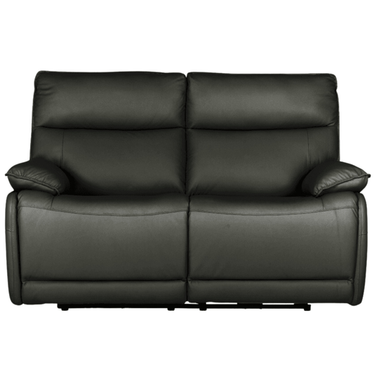 Black leather sofa on a white background