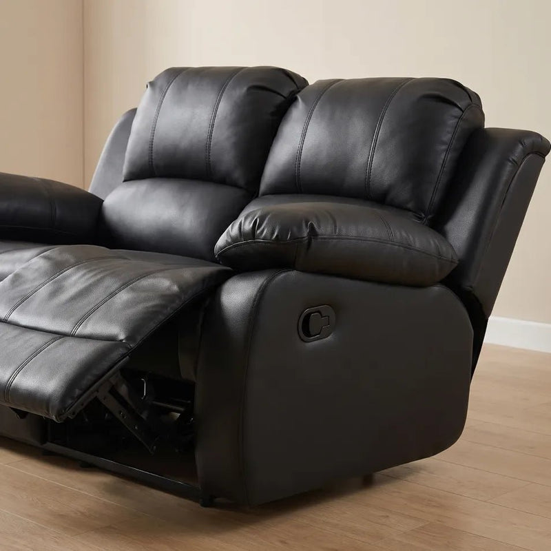 Valencia Black Leather 2 Seater Manual Recliner Sofa - view 5 - Furniture Instore