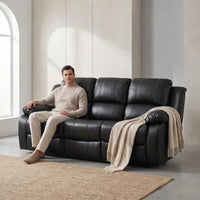 Valencia Black Leather Electric Recliner 3 Seater Sofa - view 2 - Furniture Instore