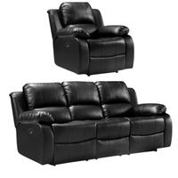 Valencia Black Leather Electric Recliner 3+1 Seater Sofa Set