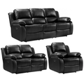 Valencia Black Leather Electric Recliner 3+2+1 Seater Sofa Set