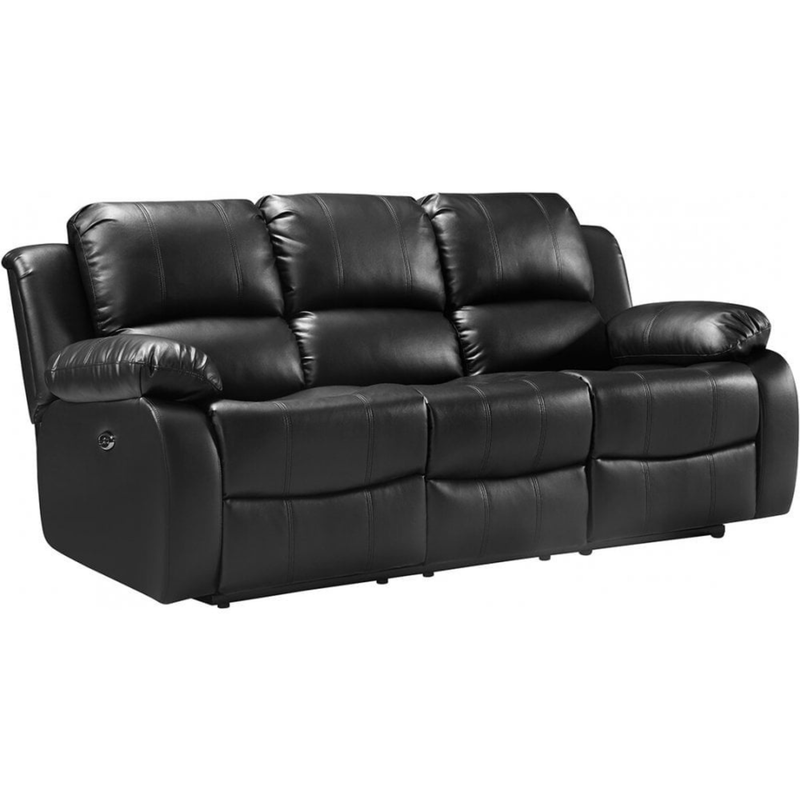 Valencia Black Leather Electric Recliner 3 Seater Sofa - Furniture Instore