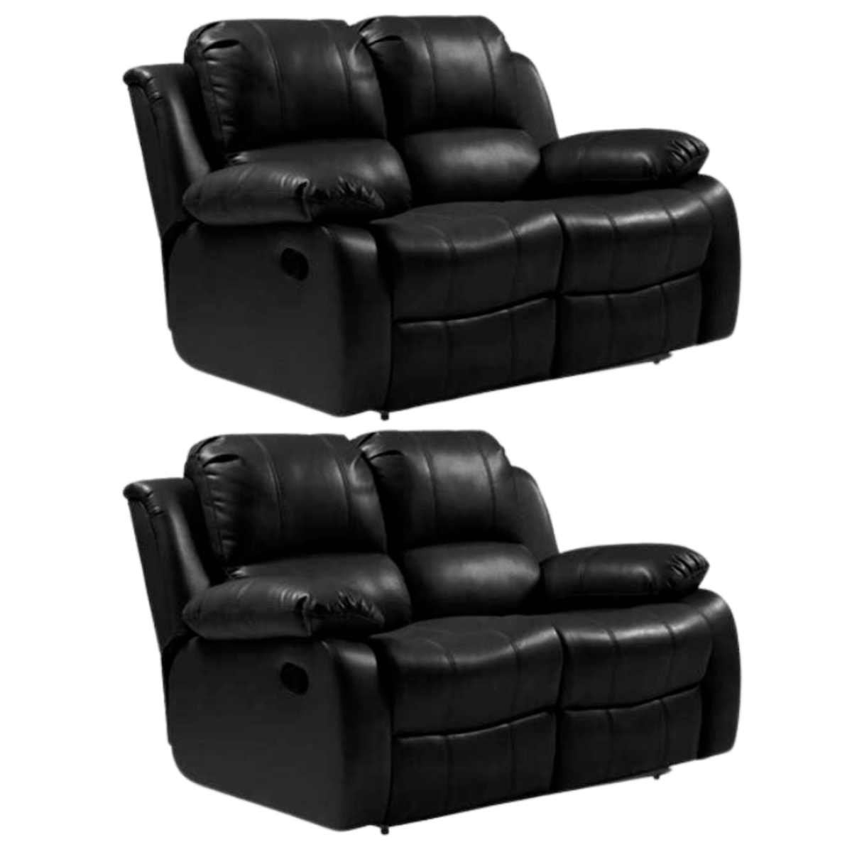 Valencia Black Leather Manual Recliner 2+2 Seater Sofa Set - Furniture Instore