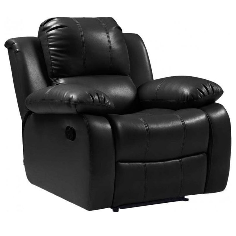 Valencia Black Leather Manual Recliner Armchair - Furniture Instore