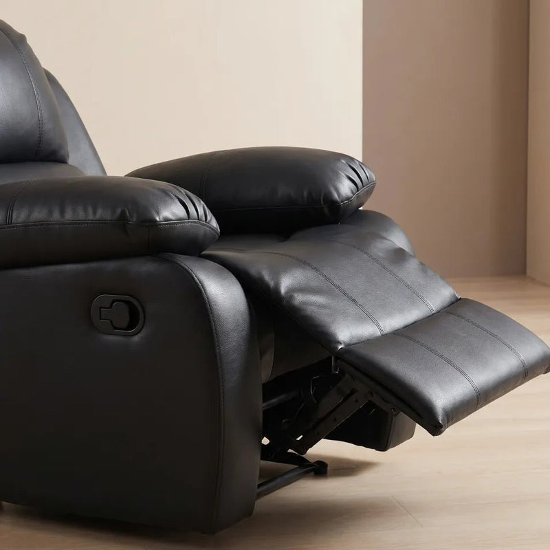 Valencia Black Leather Recliner Chair – Manual Control - view 4 - Furniture Instore