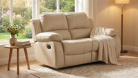 Valencia Cream Leather 2 Seater Manual Recliner Sofa - view 8 - Furniture Instore