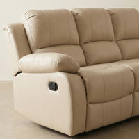 Valencia Cream Leather 3 Seater Manual Recliner Sofa - view 4 - Furniture Instore