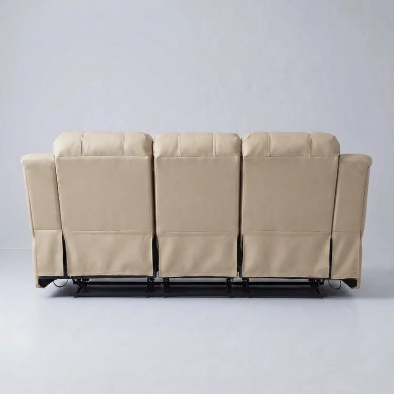 Valencia Cream Leather 3 Seater Manual Recliner Sofa - view 6 - Furniture Instore