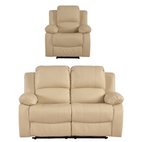 Valencia Cream Leather Electric Recliner 2+1 Sofa Set