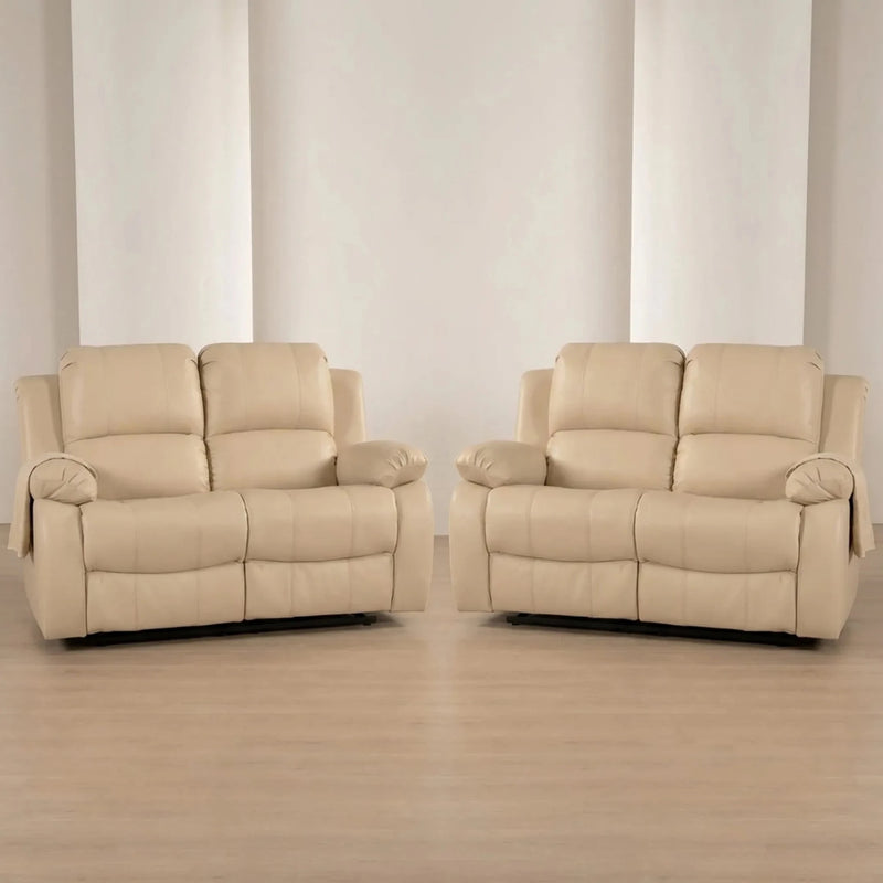 Valencia Cream Leather Electric Recliner 2+2 Sofa Set - Furniture Instore