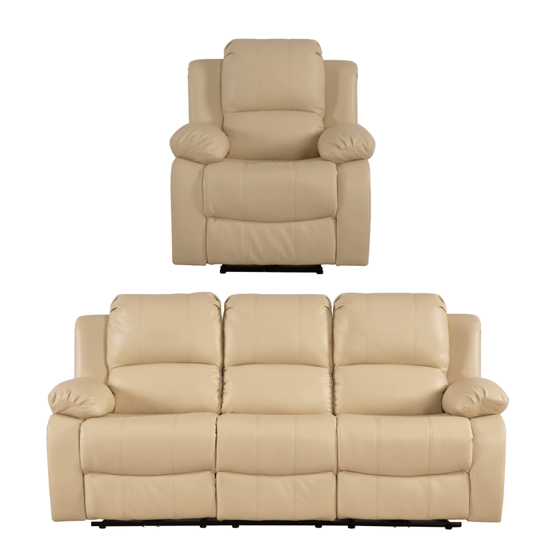 Beige recliner sofa set on a white background