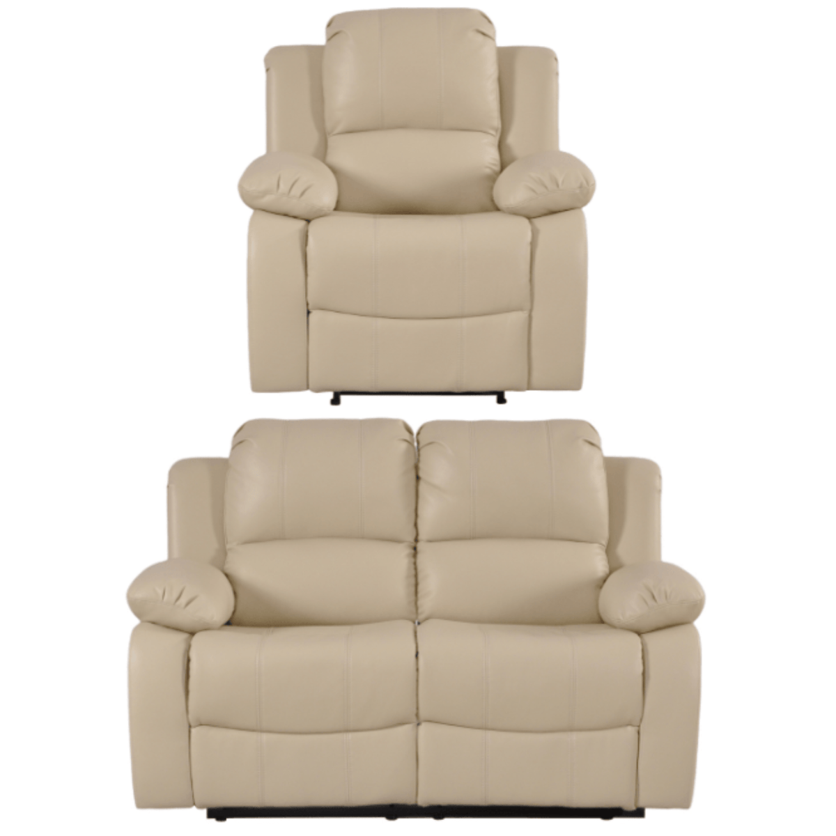 Valencia Cream Leather Manual Recliner 2+1 Seater Sofa Set - Furniture Instore
