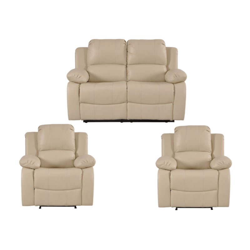 Valencia Cream Leather Manual Recliner 2+1+1 Seater Sofa Set - Furniture Instore