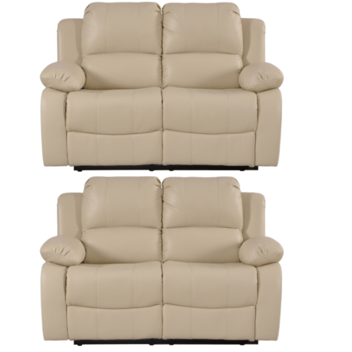 Valencia Cream Leather Manual Recliner 2+2 Seater Sofa Set - Furniture Instore