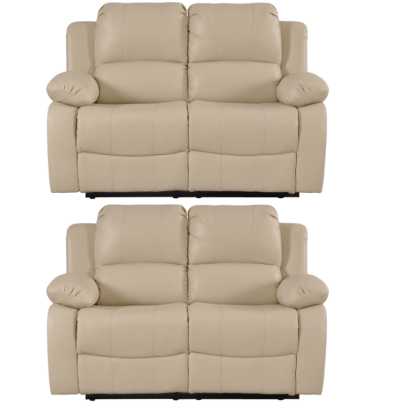 Valencia Cream Leather Manual Recliner 2+2 Seater Sofa Set - Furniture Instore