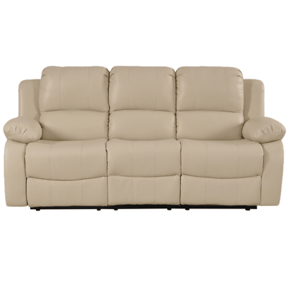 Valencia Cream Leather 3 Seater Manual Recliner Sofa - Furniture Instore