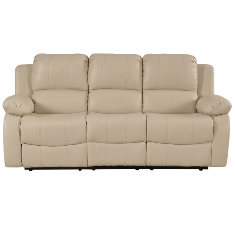 Valencia Cream Leather 3 Seater Manual Recliner Sofa - Furniture Instore