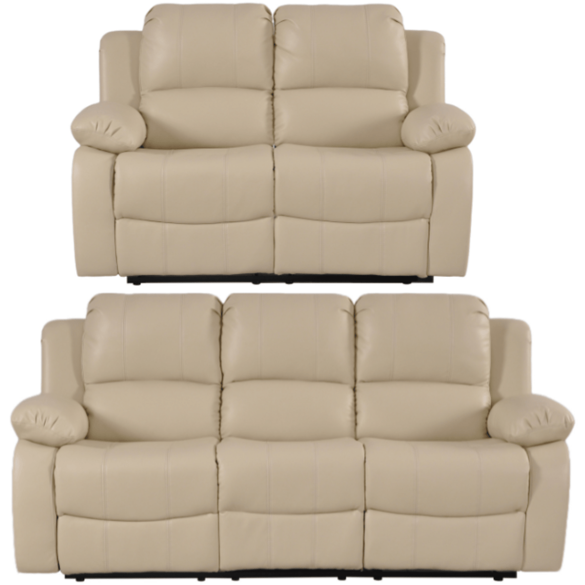 Valencia Cream Leather Manual Recliner 3+2 Seater Sofa Set - Furniture Instore