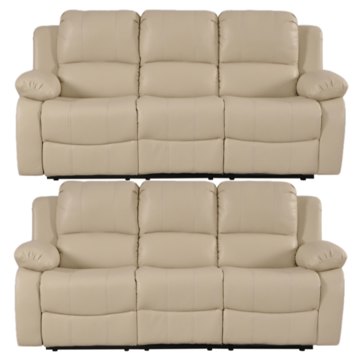 Valencia Cream Leather Manual Recliner 3+3 Seater Sofa Set - Furniture Instore