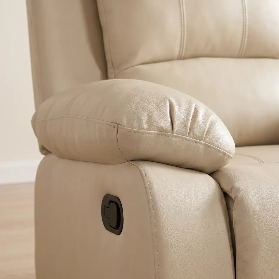 Valencia Cream Leather Manual Recliner Armchair - view 5 - Furniture Instore