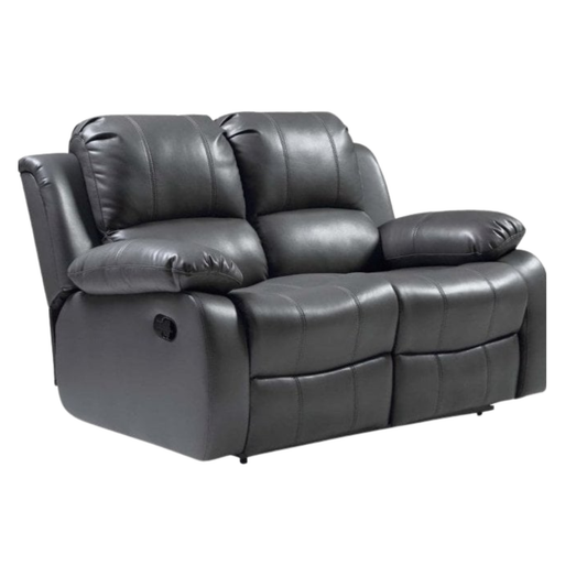 Valencia Grey Leather 2 Seater Manual Recliner Sofa - Furniture Instore