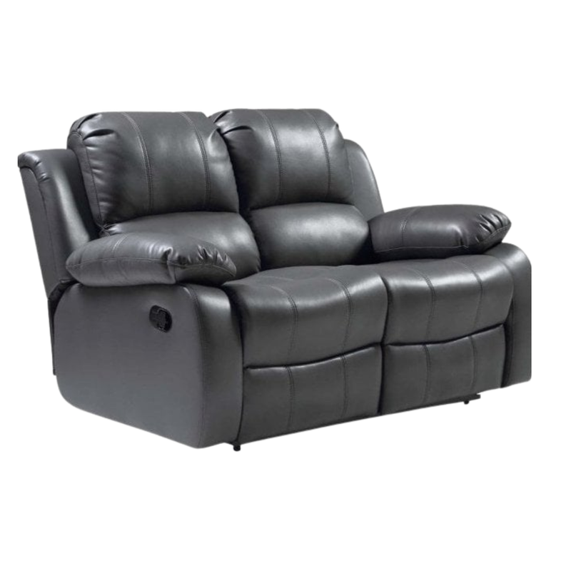 Valencia Grey Leather 2 Seater Manual Recliner Sofa - Furniture Instore