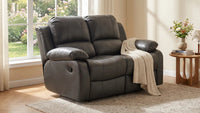 Valencia Grey Leather 2 Seater Manual Recliner Sofa - view 8 - Furniture Instore