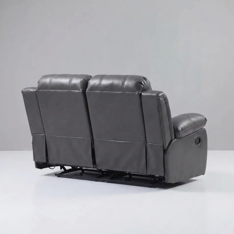 Valencia Grey Leather 2 Seater Manual Recliner Sofa - view 7 - Furniture Instore