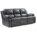 Valencia Grey Leather 3 Seater Manual Recliner Sofa