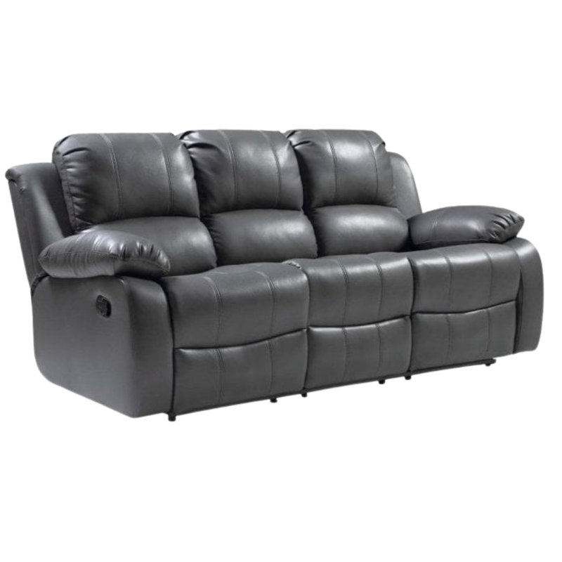 Valencia Grey Leather 3 Seater Manual Recliner Sofa - Furniture Instore