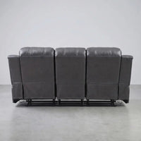 Valencia Grey Leather 3 Seater Manual Recliner Sofa - view 6 - Furniture Instore