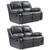 Valencia Grey Leather Manual Recliner 2+2 Seater Sofa Set