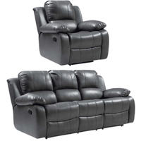 Valencia Grey Leather Manual Recliner 3+1 Seater Sofa Set