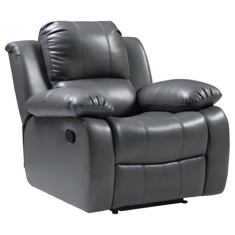 Valencia Grey Leather Manual Recliner Armchair - Furniture Instore